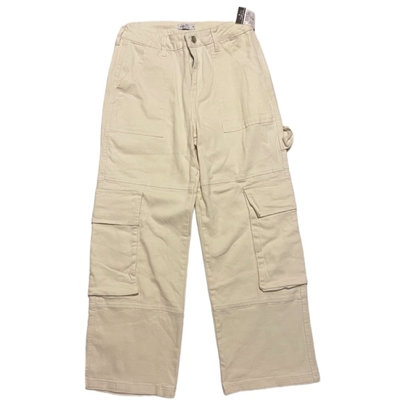 Rue 21 Cream Cargo Pants Wide Leg - Picture 1 of 6